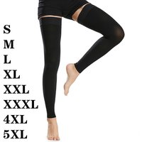 20-30mmHg 4XL 5XL Large Men 1Pair High Thigh Compression Socks For Varicose Vein Swelling Women Stockings Open Toe Black