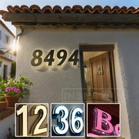 House Number Outdoor Custom Personalized Home Name Led Sign Light Address Wall Sign Illuminated Letterbox Numbers Outside Letter