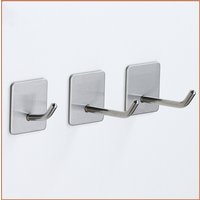 Extended Self-Adhesive Towel Hooks Stainless Steel Stick-On Wall Hooks for Holder Bathroom Kitchen Hardware Multi-Purpose Hooks