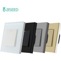 BSEED 1/2/3Gang Mechanical Button Switch Wall Light Switches 1Way Led Lamp Switch On Off Glass Panel EU Standard 10A