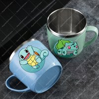 Children's Stainless Steel Water Cup Cartoon Pikachu Psyduck Cute Mug Charmander Cold Drink Container Squirtle Juice Cups Gifts