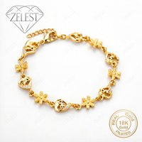 925 Sterling Silver 18K Gold Plated 8-inch Exquisite Flower Heart Bracelet for Women's Wedding Party Jewelry