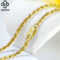 Rinntin 925 Sterling Silver Rope Chain 1.2MM 1.5MM 1.7MM 14k 18k Gold Plated Rope Chain Necklace Minimalism Jewelry Gift SC29