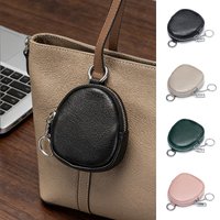 BUYLEMO Minimalist Solid Color PU Leather Key Coin Purse, Unisex Portable Clip-on Card Holder