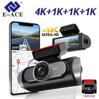 E-ACE4K 360° 4-Channel Dash Cam with 5.8GHz WiFi&GPS 4K Front+1080P Left/Right/Rear Night Vision Loop Record 24H Parking Monitor