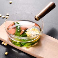 Glass Cooking Pot Milk Noodle Pot Soup Stock Porridge Pots Wooden Handle Open Flame Heating Kitchen Cookware Clay Pot