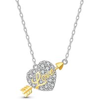 New 925 Sterling Silver Love Bow And Arrow Shining Zircon Necklace For Women Birthday Anniversary Jewelry Gifts