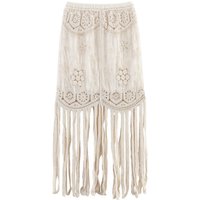 Women's Summer Knitted Boho Fringe Midi Skirt, Lightweight and Breathable, Perfect for Beach Play and Vacation
