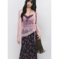 Sweet 3 Piece Sets Women Sun Protection Lace Bandage Cardigan + Patchwork Slim Fit Vest + Vintage Flower Skirts Y2K Outfits