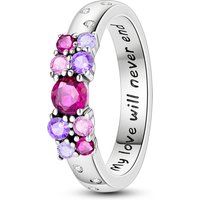 925 Sterling Silver Multicolor Pink Purple CZ Band Ring for Women Dainty Engraved Love Wedding Party Fine Versatile Jewelry Gift