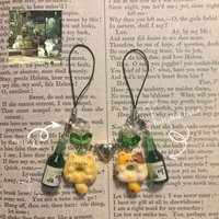 Matching Calico and Orange Cat Phone Charm /Green Ramune Drink Phone Charm