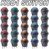 Waterproof KCD1 Round Button ON-OFF Switches Boat-shaped Push Button Switch Rocker Switch with Light 12V 220V