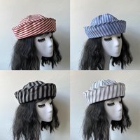 Japanese Striped Fisherman Hat Women Flipped Brim Boater Cap Korean Style Spring Autumn Sun Hat Cute Outdoors