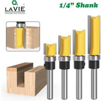 LAVIE 1PC 1/4 Shank Pattern Bit Flush Trim Bit Straight Bit With Bering Hinge Mortising Router Bit Wood Trimmer Cutter MC01006