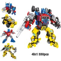Cartoon Transformeres Robot Mecha Building Block Model Sets Compatible DIY Bricks Toy for Christmas Party Gift