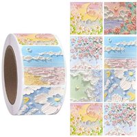 500Pcs Oil Painting Landscape Sticker Envelope Sealing Sticker Cups Phone Decals Label Sticker