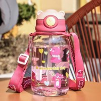 650ml Cute Kids Water Sippy Cup Kids Water Bottle with Straw Portable Drinking Bottle Cup Leakproof School Water Bottle