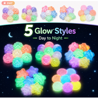 5Pcs Glow Beads 5 Styles Flower/Rose/Star/Round 16-20mm Glitter Acrylic Loose Beads Handmade Jewelry Making DIY Craft Supplies