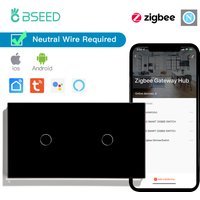 Bseed Zigbee Smart Switch Double 2/4/6Gang 2Way Touch Light Switch Tuya Smart Life Google Home Voice Control Neutral Required
