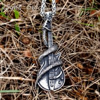 2022 NEW Men's 316L stainless steel Fashion Guitar Snake Pendant Necklace for teens Vintage punk Jewelry Gift free shipping