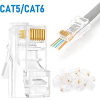 50/100pcs Pass Through RJ45 Cat6/Cat5e Connectors Crystal End 8P8C Crimp UTP Standard Ethernet Network Modular Plug