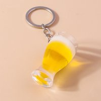 Creative 3D Cartoon Cup of Beer Key Chain Simulated Food Key Rings Pendants for Men Key Holder Handbag Charms DIY Jewelry Gifts