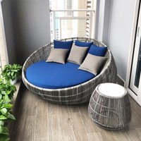 Outdoor sofa courtyard terrace leisure large round bed hotel open-air rattan bed outdoor garden sun room lounge chair sofa