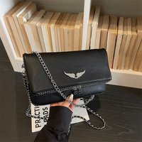 New French Classic Fashion Versatile Chain Inlaid Diamond Crossshoulder Single Shoulder Crossshoulder Wings Female PU Bag