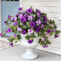Artificial Petunia Flowers UV Resistant Fake Silk Wall Hanging Flower for Home Garden Outdoor Planters Wedding Party Decoration