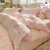 100% Cotton Duvet Cover Set Cute Cartoon Bedding Set 1 Duvet Cover 2 Pillow Shams Breathable Bed Set Single/Double/King/240x220
