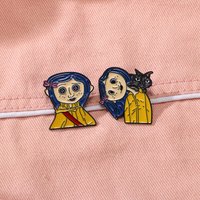 Coraline & The Secret Door Horror Cartoon Enamel Pins Metal Brooch Badge Fashion Jewelry Backpack Accessory Christmas Gift