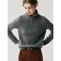 Brand twisted Huashan cashmere sweater autumn and winter high-necked half-zipper twist female cashmere knitted warm sweater