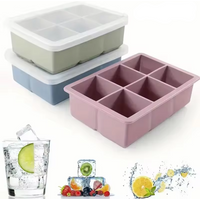 Large Ice Cube Tray with Lid,Stackable Big Silicone Square Ice Cube Mold for Whiskey Cocktails Bourbon Soups Treats,BPA Free