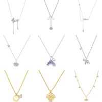Original Silver-Plated Women Jewelry Exquisite Necklace Colored Zirconia Butterfly Tassel Necklace Friend Party Gift