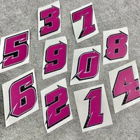 Pink Carbon Fiber Number Sticker 0-9 PVC Vinyl Decal for Motorcycle Helmet Fuel Tank Body | Waterproof Mod Decoration