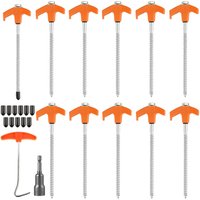 11pk Heavy Duty Metal Tent Pegs - Screw-in Anchors for Hard Ground