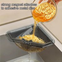 Magnetic Triangular Drain Basket Sink Detachable Food Catcher Kitchen Corner Hanging Filter Strainer Large Capacity 1PC