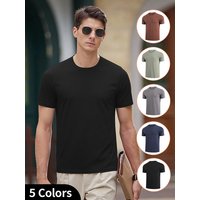 AliExpress NONE 1/4-Piece Men's Short Sleeved T-shirt Youth Solid Color Sports Interior Multi-functional Comfortable Casual Fashionable Trendy