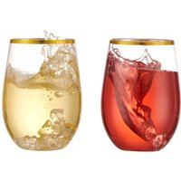 12/16oz Unbreakable Stemless Plastic Wine Champagne Glasses Reusable Shatterproof Drinking Cup for Bar Home Wedding