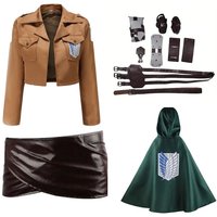 Kostium Cosplay Atak Tytanów Korpus Zwiadowczy Płaszcz Eren Mikasa Levi Uniform Peleryna Czarny Strój Anime Zwiadowcy Strój do Odgrywania Ról