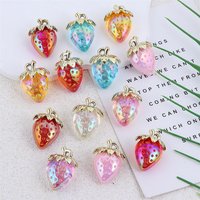 10pcs Transparent 23x31mm Strawberry Acrylic Charms Iridescent Pendant for DIY Jewelry Making Necklace Keychain Ear Accessories