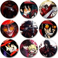 58/44/32MM Creative Round Lapel Pins Cartoon Character Alucard Hellsing Funny Brooch Badge Jewelry Gift for Friends