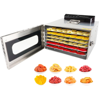 DIVEDEER 6 Trays Stainless Steel Dried Food Dehydrator Fruit Vegetable Herb Meat Drying Machine Stainless Steel 110V 220V