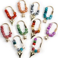 Natural Beaded Keychain Natural Stone Bead Key Chain,Heart Star Bag Pendant Handmade Lucky Key Ring Handcraft Purse Charms