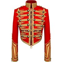 Custom Made Historical Gothic Military Hussar Jacet Adult Mens 20th Century Romantic Red Miltary Coat Steam Punk Motorcycle Top