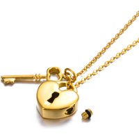 Lock Heart Cremation Urn Pendant with A Key Stainless Steel Memorial Padlock Necklace Ashes Holder Keepsake Jewelry