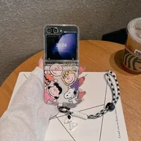 Phone Case For Samsung Galaxy Z Flip 6 5 Cases Cute Cartoon Snoopy Charlie Brown Transparent Soft TPU Back Cover For Z Flip 3 4