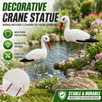 White Stork Yard Decoration Stake Resin Bird Figurine Red Legs Weatherproof Garden Ornament For Lawn Patio Outdoor Landscaping