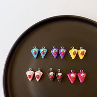 10pcs Simulated Colourful Strawberry Cake Resin Charms Accessory Pendants Handmade Jewelry DIY Earring Necklace