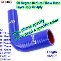 Blue 90 Degree Reduce Elbow General Hose ID 13mm 16mm 19mm 22mm 23mm 25mm 29mm 32mm 38mm Silicone Coolant Intercooler Pipe Tube